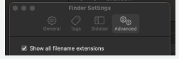 Mac: Show all filename extensions